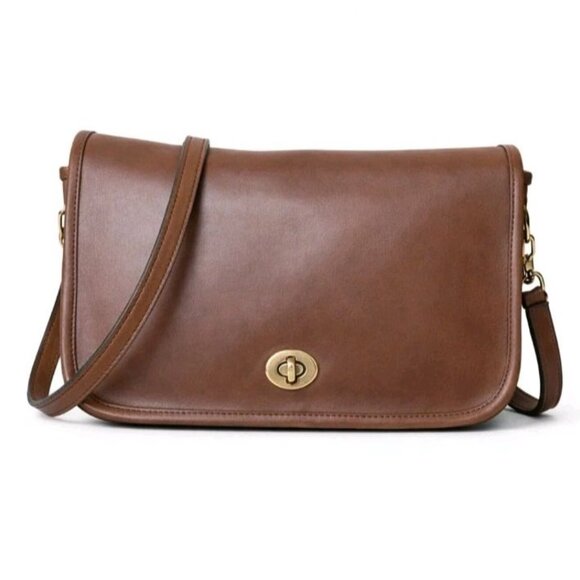 Vintage Coach 2325 British Tan NYC Glove Tanned Leather Turnlock Flap Bag USA
